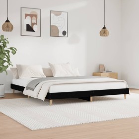 Black engineered wood bed frame 200x200 cm by vidaXL, Beds and slatted bases - Ref: Foro24-832006, Price: 130,99 €, Discount: %