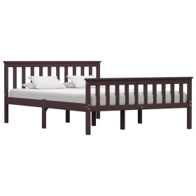 Dark brown solid pine wood bed frame 140x200 cm by vidaXL, Beds and slatted bases - Ref: Foro24-283235, Price: 159,99 €, Disc...