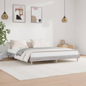 Sonoma gray engineered wood bed frame 180x200 cm by vidaXL, Beds and slatted bases - Ref: Foro24-832019, Price: 117,10 €, Dis...