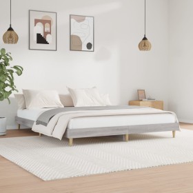 Sonoma gray engineered wood bed frame 200x200 cm by vidaXL, Beds and slatted bases - Ref: Foro24-832011, Price: 112,99 €, Dis...