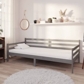 Sofa bed with solid pine wood mattress gray 90x200 cm by vidaXL, Beds and slatted bases - Ref: Foro24-3083586, Price: 278,19 ...