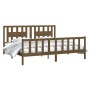 Honey brown pine wood bed frame with headboard 200x200 cm by vidaXL, Beds and slatted bases - Ref: Foro24-3188189, Price: 167...