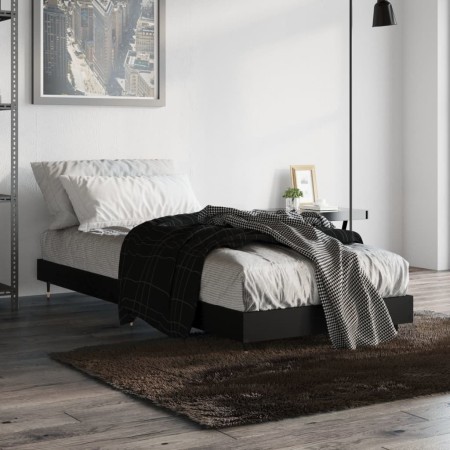 Estructura de cama madera de ingeniería negra 75x190 cm de vidaXL, Camas y somieres - Ref: Foro24-832206, Precio: 86,85 €, De...