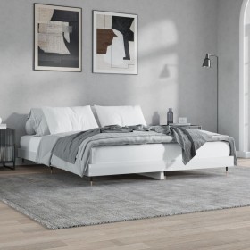 Glossy white engineered wood bed frame 180x200cm by vidaXL, Beds and slatted bases - Ref: Foro24-832119, Price: 152,40 €, Dis...