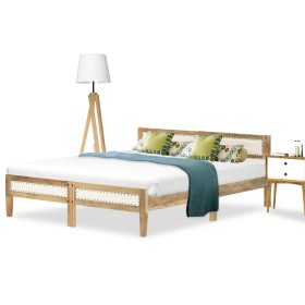 Solid mango wood bed frame 140 cm by vidaXL, Beds and slatted bases - Ref: Foro24-288426, Price: 186,61 €, Discount: %