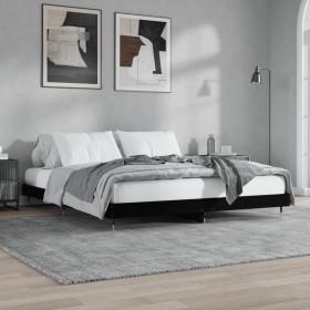 Black engineered wood bed frame 160x200 cm by vidaXL, Beds and slatted bases - Ref: Foro24-832126, Price: 127,99 €, Discount: %