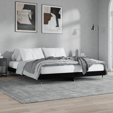 Estructura de cama madera de ingeniería negra 160x200 cm de vidaXL, Camas y somieres - Ref: Foro24-832126, Precio: 127,44 €, ...