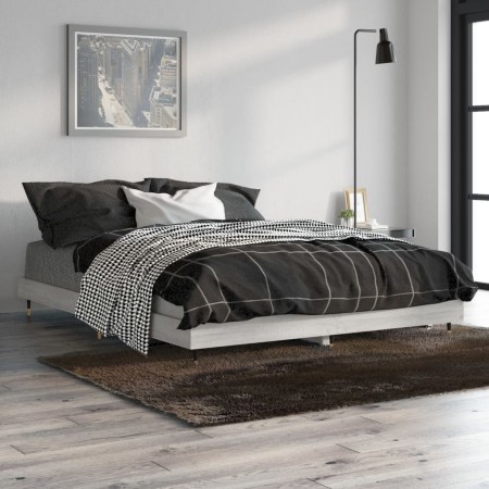 Estructura de cama madera de ingeniería gris Sonoma 135x190 cm de vidaXL, Camas y somieres - Ref: Foro24-832187, Precio: 130,...