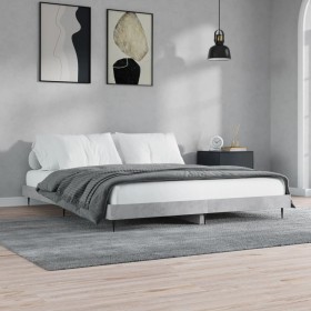 Estructura de cama madera de ingeniería gris hormigón 200x200cm de vidaXL, Camas y somieres - Ref: Foro24-832217, Precio: 127...