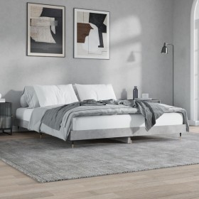 Estructura de cama madera contrachapada gris hormigón 150x200cm de vidaXL, Camas y somieres - Ref: Foro24-832137, Precio: 130...