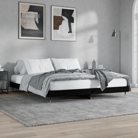 Estructura de cama madera de ingeniería negra 120x200 cm de vidaXL, Camas y somieres - Ref: Foro24-832150, Precio: 129,08 €, ...