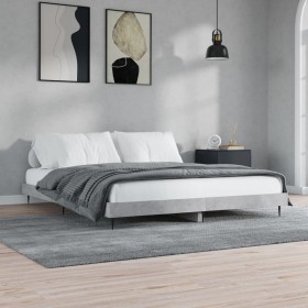 Estructura de cama madera de ingeniería gris hormigón 140x200cm de vidaXL, Camas y somieres - Ref: Foro24-832249, Precio: 116...