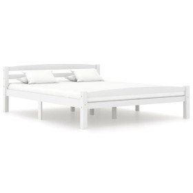 Estructura de cama de madera maciza de pino blanca 160x200 cm de vidaXL, Camas y somieres - Ref: Foro24-322072, Precio: 109,6...