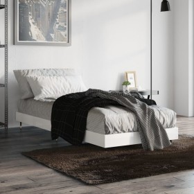 Glossy white engineered wood bed frame 75x190 cm by vidaXL, Beds and slatted bases - Ref: Foro24-832207, Price: 92,99 €, Disc...