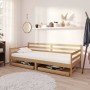 Sofá cama con cajones madera pino maciza miel 90x200 cm de vidaXL, Camas y somieres - Ref: Foro24-3083682, Precio: 175,43 €, ...