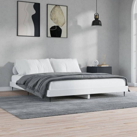 Estructura de cama madera de ingeniería blanca 150x200 cm de vidaXL, Camas y somieres - Ref: Foro24-832237, Precio: 143,51 €,...