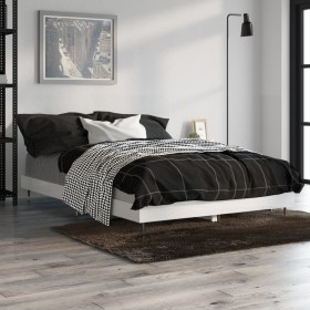 Estructura de cama madera de ingeniería blanco brillo 120x190cm de vidaXL, Camas y somieres - Ref: Foro24-832191, Precio: 123...