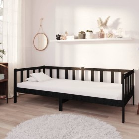 Sofá cama con colchón madera de pino maciza negro 90x200 cm de vidaXL, Camas y somieres - Ref: Foro24-3083623, Precio: 271,38...