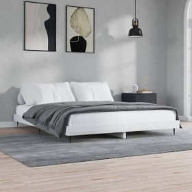 Glossy white engineered wood bed frame 150x200cm by vidaXL, Beds and slatted bases - Ref: Foro24-832239, Price: 145,99 €, Dis...