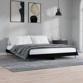 Estructura de cama madera de ingeniería negra 180x200 cm de vidaXL, Camas y somieres - Ref: Foro24-832222, Precio: 131,99 €, ...