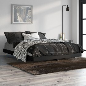 Black engineered wood bed frame 135x190 cm by vidaXL, Beds and slatted bases - Ref: Foro24-832182, Price: 130,99 €, Discount: %