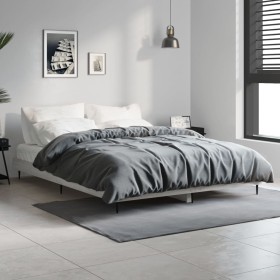 Sonoma gray engineered wood bed frame 135x190 cm by vidaXL, Beds and slatted bases - Ref: Foro24-832291, Price: 115,51 €, Dis...