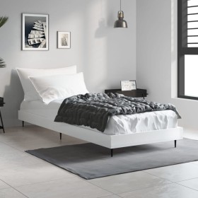 Glossy white engineered wood bed frame 75x190 cm by vidaXL, Beds and slatted bases - Ref: Foro24-832311, Price: 78,99 €, Disc...