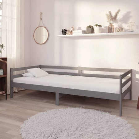 Sofa bed with solid pine wood mattress gray 90x200 cm by vidaXL, Beds and slatted bases - Ref: Foro24-3083566, Price: 278,05 ...