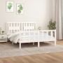 Bed frame with white pine wood headboard 160x200 cm by vidaXL, Beds and slatted bases - Ref: Foro24-3188177, Price: 151,99 €,...