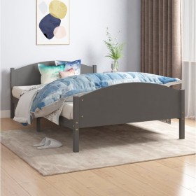 Dark gray solid pine wood bed frame 120x200 cm by vidaXL, Beds and slatted bases - Ref: Foro24-322048, Price: 124,99 €, Disco...