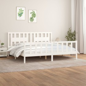 White pine wood bed frame with headboard 200x200cm by vidaXL, Beds and slatted bases - Ref: Foro24-3188187, Price: 153,99 €, ...