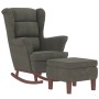 Sillón mecedora patas madera y taburete terciopelo gris oscuro de vidaXL, Mecedoras - Ref: Foro24-3121231, Precio: 272,21 €, ...