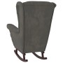 Sillón mecedora patas madera y taburete terciopelo gris oscuro de vidaXL, Mecedoras - Ref: Foro24-3121231, Precio: 275,43 €, ...