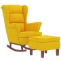 Sillón mecedora patas madera y taburete terciopelo amarillo de vidaXL, Mecedoras - Ref: Foro24-3121237, Precio: 272,58 €, Des...