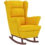 Sillón mecedora patas madera y taburete terciopelo amarillo de vidaXL, Mecedoras - Ref: Foro24-3121237, Precio: 272,58 €, Des...