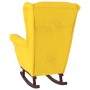 Sillón mecedora patas madera y taburete terciopelo amarillo de vidaXL, Mecedoras - Ref: Foro24-3121237, Precio: 272,58 €, Des...