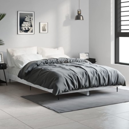 Estructura de cama madera de ingeniería gris hormigón 120x190cm de vidaXL, Camas y somieres - Ref: Foro24-832297, Precio: 108...