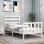 White solid wood bed frame with headboard 90x190 cm by vidaXL, Beds and slatted bases - Ref: Foro24-3191872, Price: 96,26 €, ...