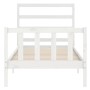 White solid wood bed frame with headboard 90x190 cm by vidaXL, Beds and slatted bases - Ref: Foro24-3191872, Price: 96,26 €, ...