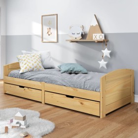 Sofá cama con 2 cajones madera maciza pino IRUN 90x200cm de vidaXL, Camas y somieres - Ref: Foro24-3185207, Precio: 204,38 €,...