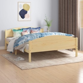 Solid pine wood bed frame 160x200 cm by vidaXL, Beds and slatted bases - Ref: Foro24-322030, Price: 118,63 €, Discount: %