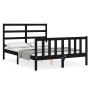 Estructura cama de matrimonio con cabecero madera maciza negra de vidaXL, Camas y somieres - Ref: Foro24-3191880, Precio: 157...