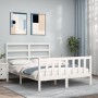 White solid wood bed frame with headboard 120x200 cm by vidaXL, Beds and slatted bases - Ref: Foro24-3191902, Price: 124,40 €...