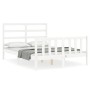 White solid wood bed frame with headboard 120x200 cm by vidaXL, Beds and slatted bases - Ref: Foro24-3191902, Price: 124,40 €...