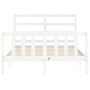 White solid wood bed frame with headboard 120x200 cm by vidaXL, Beds and slatted bases - Ref: Foro24-3191902, Price: 124,40 €...