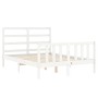 White solid wood bed frame with headboard 140x190 cm by vidaXL, Beds and slatted bases - Ref: Foro24-3191887, Price: 120,47 €...