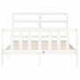 White solid wood bed frame with headboard 140x190 cm by vidaXL, Beds and slatted bases - Ref: Foro24-3191887, Price: 120,47 €...