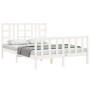 Estructura cama de matrimonio con cabecero madera maciza blanco de vidaXL, Camas y somieres - Ref: Foro24-3191947, Precio: 15...