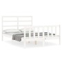 Estructura cama de matrimonio con cabecero madera maciza blanco de vidaXL, Camas y somieres - Ref: Foro24-3191882, Precio: 13...