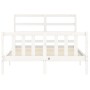 Estructura cama de matrimonio con cabecero madera maciza blanco de vidaXL, Camas y somieres - Ref: Foro24-3191882, Precio: 13...